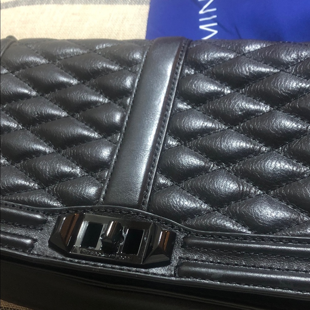 Rebecca Minkoff Black Chevron Quilted Diamond Leather Small Love Crossbody Bag - Picture 5 of 7